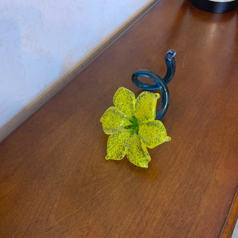 Home: Glass Blown Yellow Flower and Stem - Picture 5 of 5